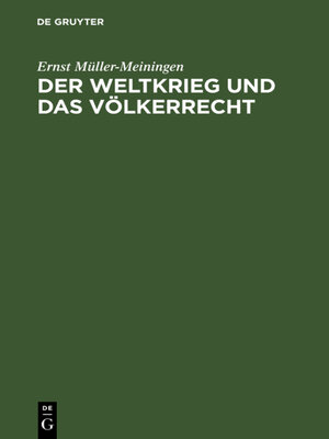 cover image of Der Weltkrieg und das Völkerrecht